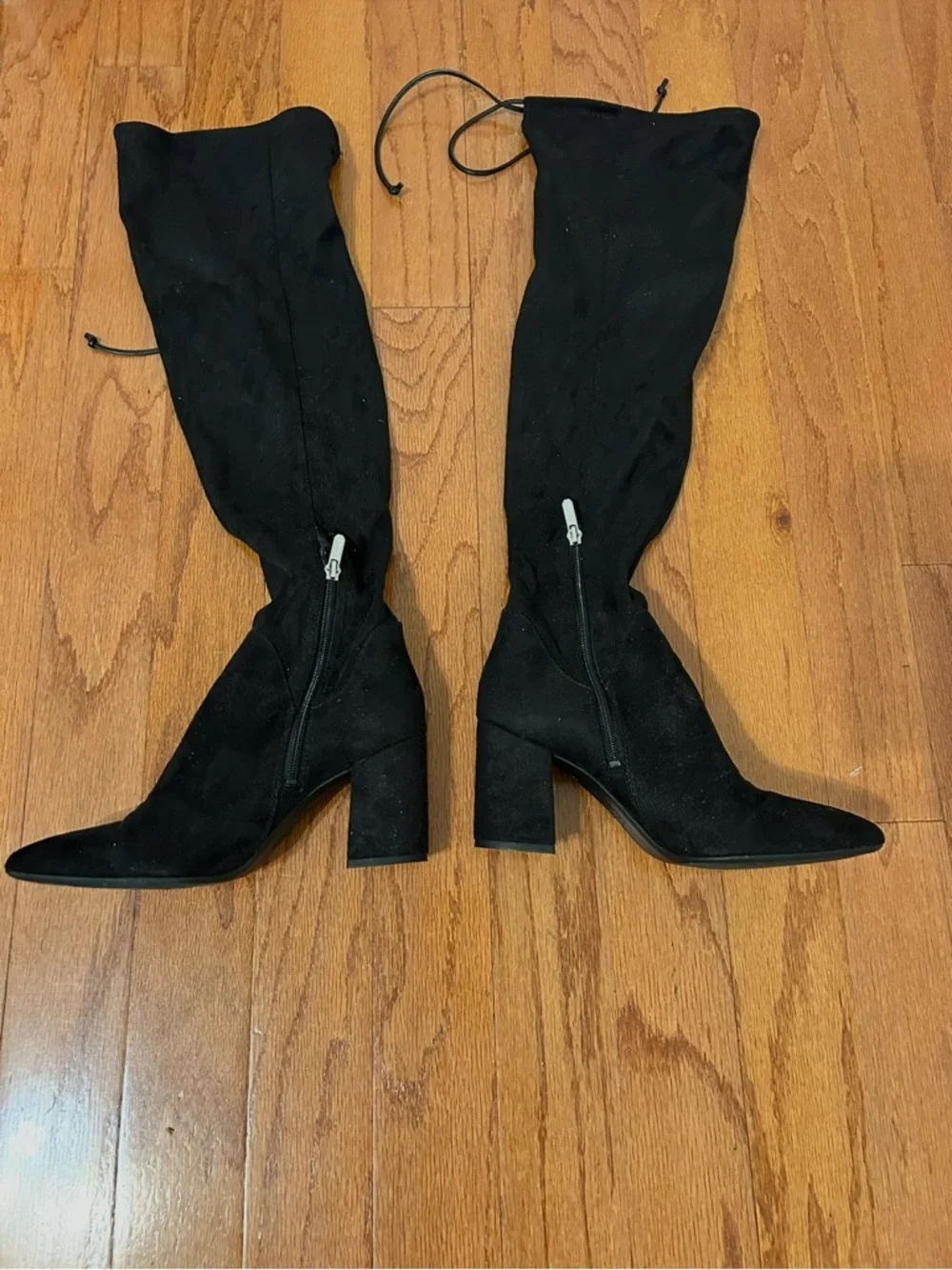 Circus By Sam Edelman Black Over The Knee Boots Chunky Heel Tie Back 8